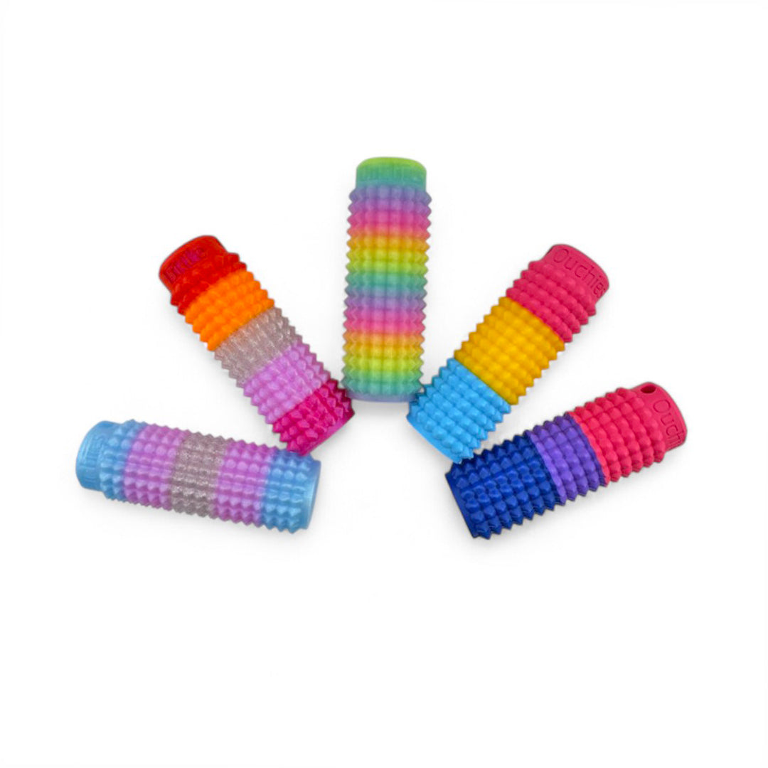 2-in-1 Little Ouchies Pain Fidget, 4 Pcs 3D Printed Spiky Grippie Stim Keychain 2-in-1 Little Ouchies Pain Fidget, 4 Pcs 3D Printed Spiky Grippie Stim Keychain