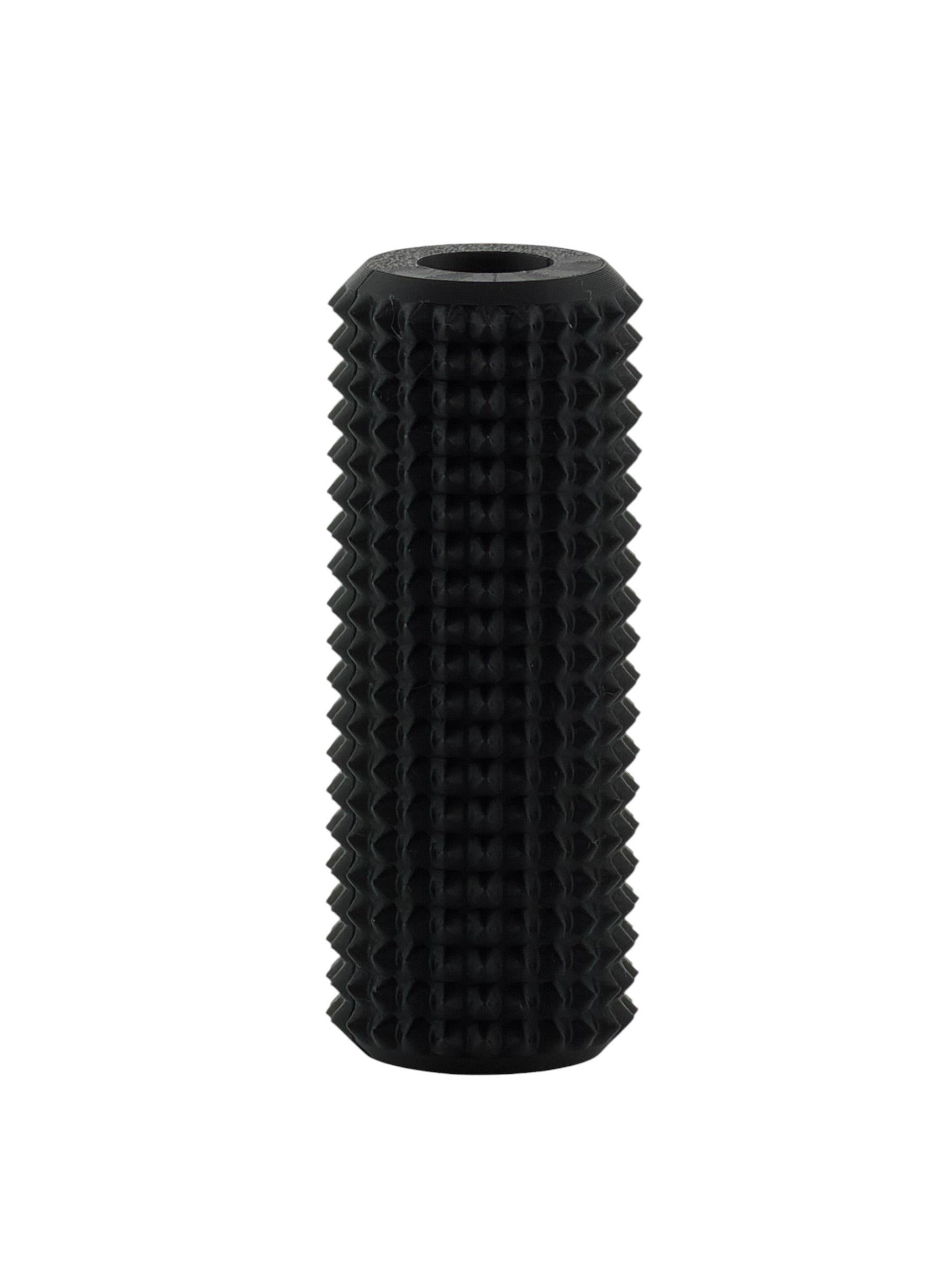 Black Little Ouchies Tag Along strap clip sensory fidget, a textured bar that clips onto backpack and bag straps
