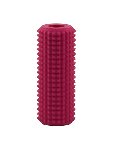 Magenta Little Ouchies Tag Along strap clip sensory fidget, a textured bar that clips onto backpack and bag straps