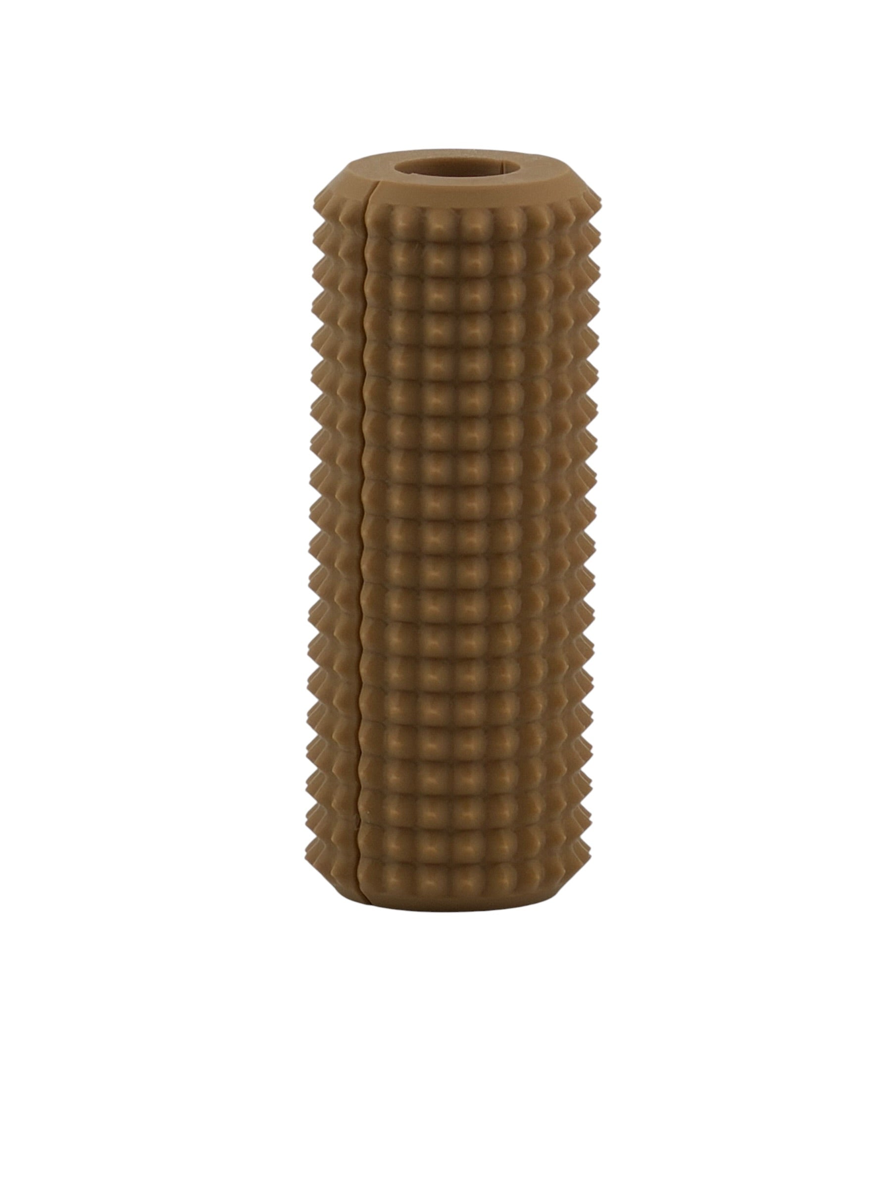 Brown Little Ouchies Tag Along strap clip sensory fidget, a textured bar that clips onto backpack and bag straps