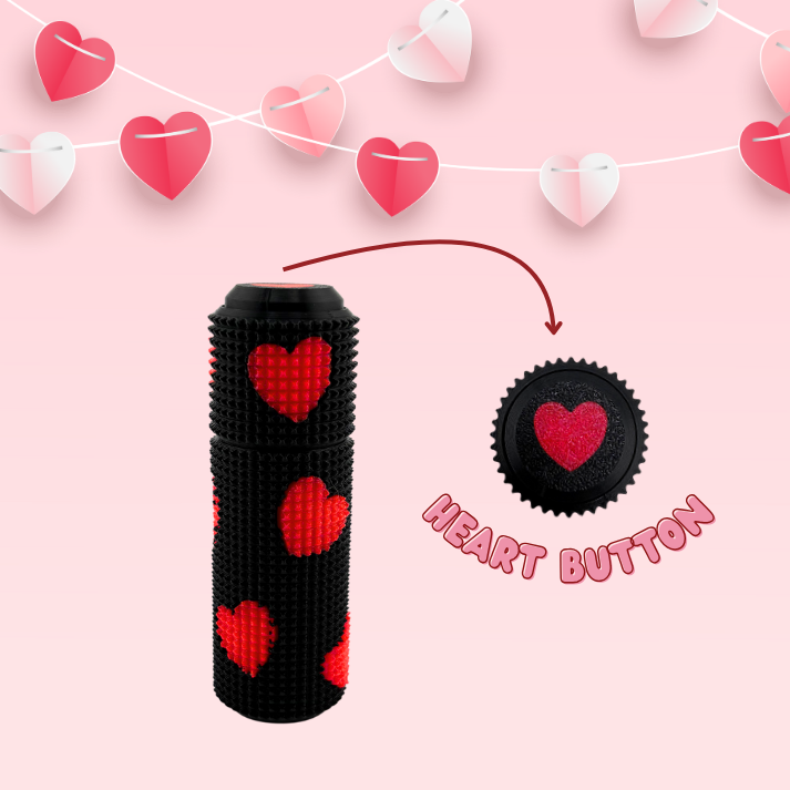 Little Ouchies Spin Click Love Bug, heart pattern fidget, Little Ouchies Spin Clicks designed for pain stims, Little Ouchies Spin Click for anxiety and stress, Little Ouchies for sensory regulation, Little Ouchies for self-soothing, pain stim fidgets, autism fidgets for adults, discrete fidget toys, fidget tools, pain stim tools, anxiety fidget, anxiety toy, keychain-friendly fidget, multi-sensory fidget, clicking fidget, squeeze fidget, spin fidget, fidget spinner
