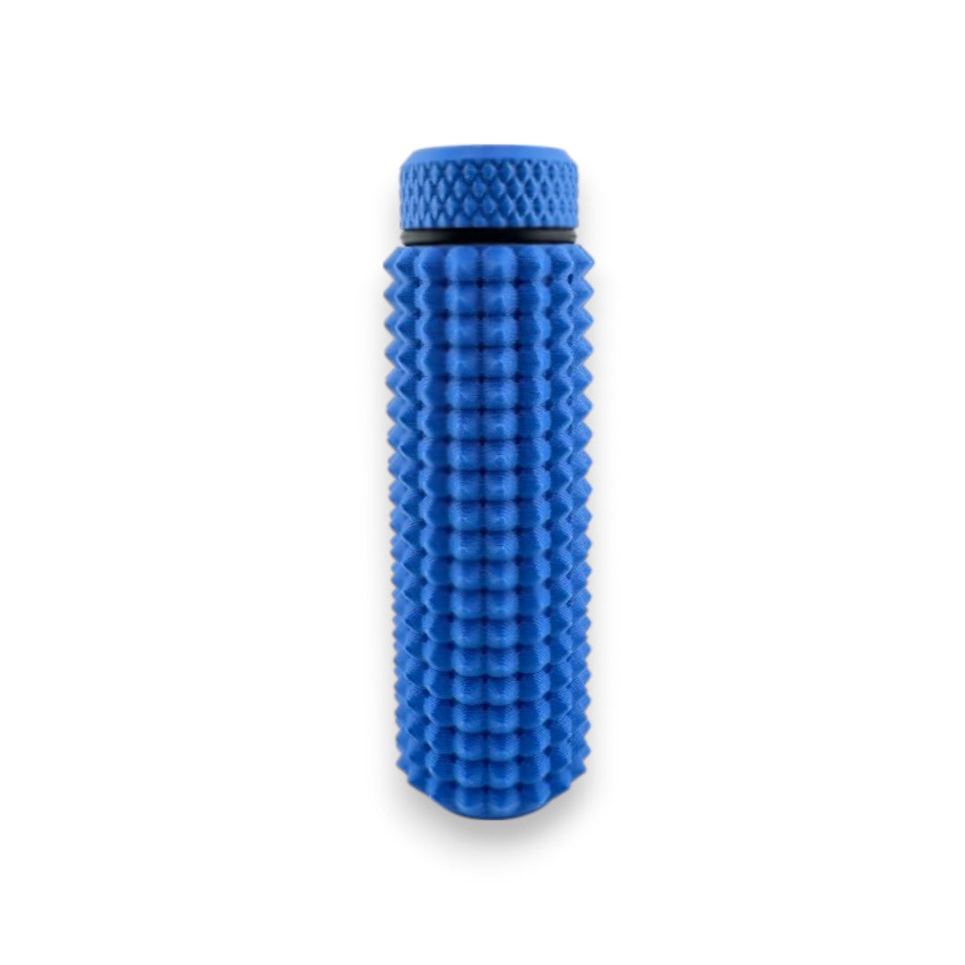 Little Ouchies Grippie Chapstick Holder shown in blue, Little Ouchies Grippie Chapstick Holders are designed for pain stims, Little Ouchies Grippie Chapstick Holder for anxiety and stress, Little Ouchies for sensory regulation, Little Ouchies for self-soothing, pain stim accessories, autism fidgets for adults, discrete fidget toys, small fidgets 
