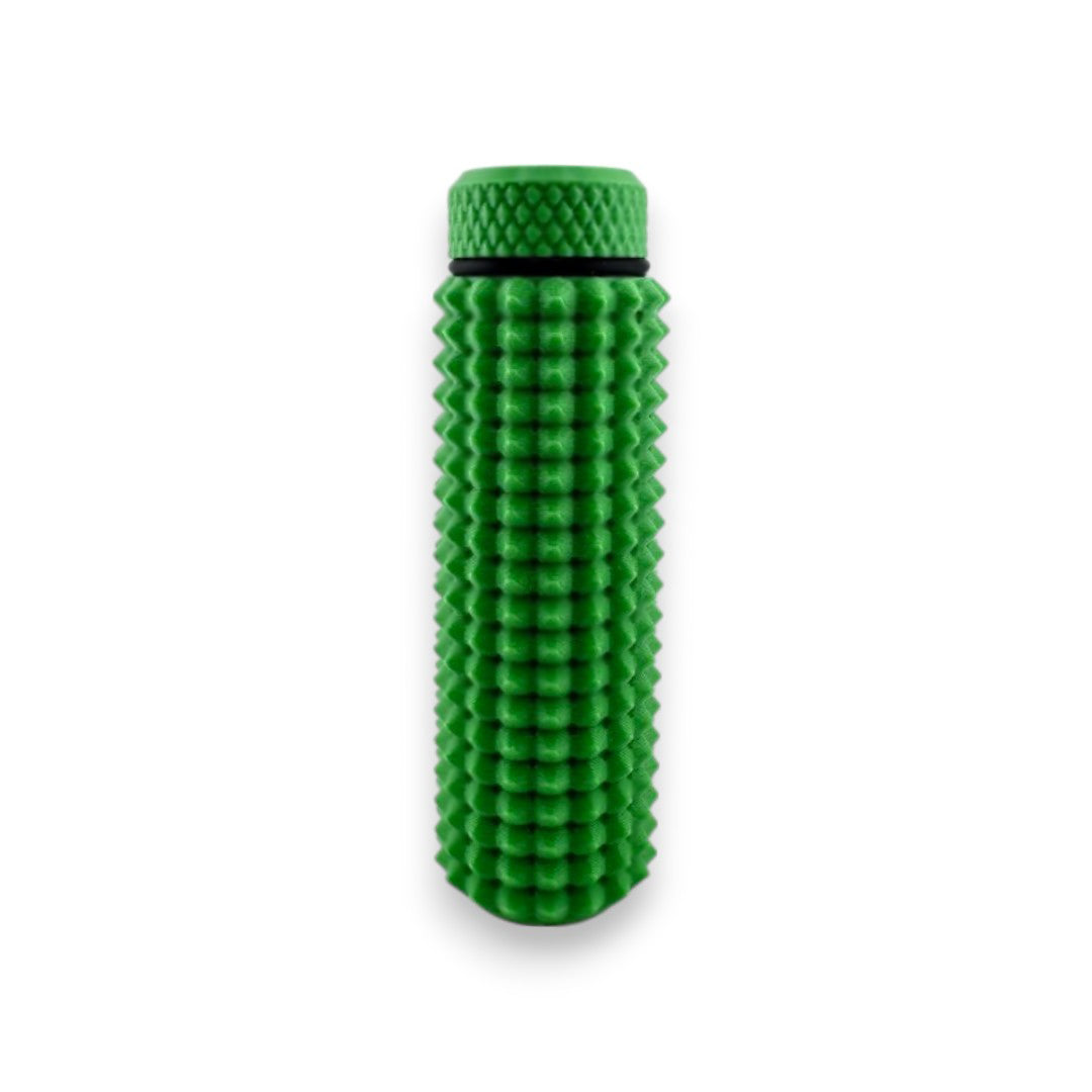Little Ouchies Grippie Chapstick Holder shown in green, Little Ouchies Grippie Chapstick Holders are designed for pain stims, Little Ouchies Grippie Chapstick Holder for anxiety and stress, Little Ouchies for sensory regulation, Little Ouchies for self-soothing, pain stim accessories, autism fidgets for adults, discrete fidget toys, small fidgets 

