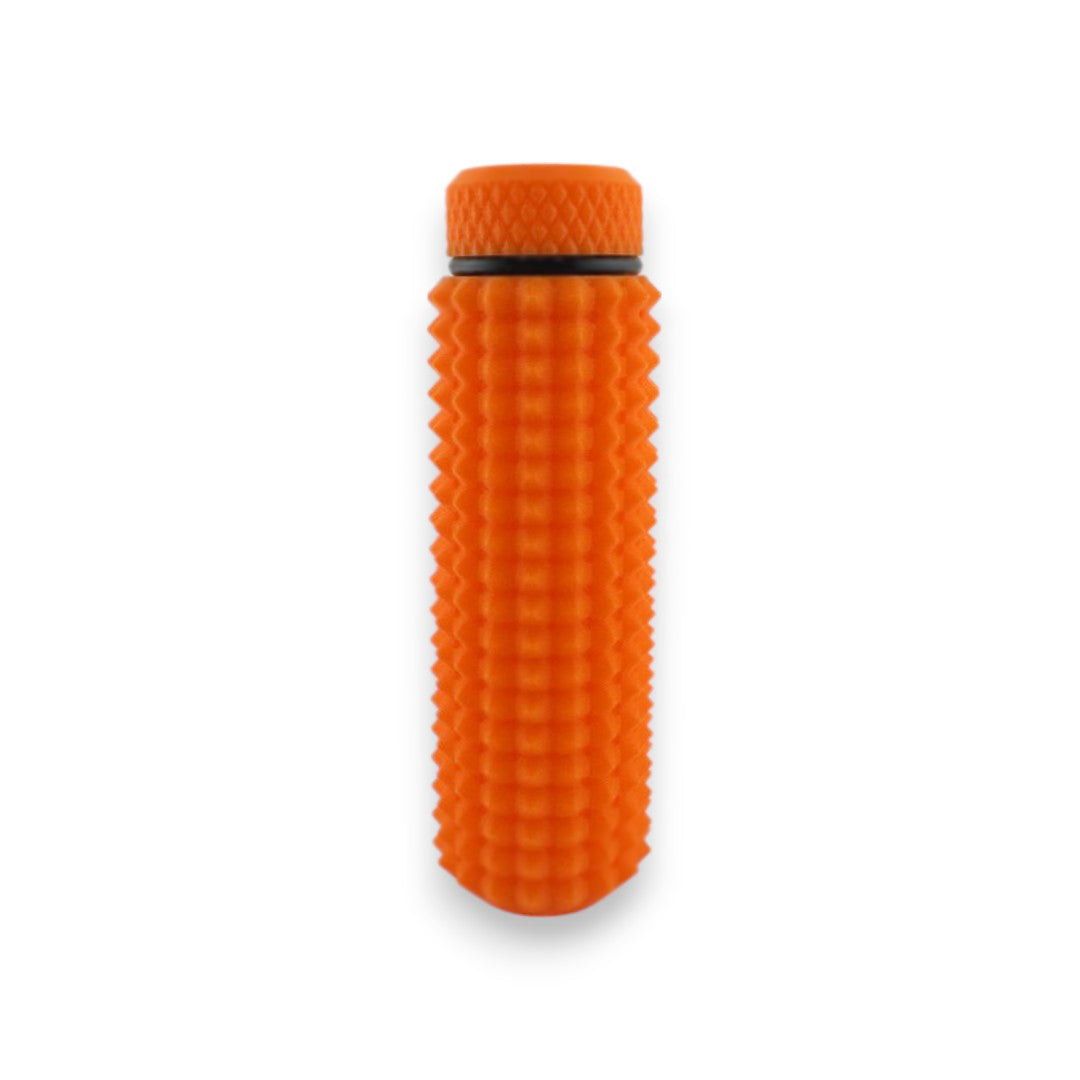 Little Ouchies Grippie Chapstick Holder shown in orange, Little Ouchies Grippie Chapstick Holders are designed for pain stims, Little Ouchies Grippie Chapstick Holder for anxiety and stress, Little Ouchies for sensory regulation, Little Ouchies for self-soothing, pain stim accessories, pain stim fidget, autism fidgets for adults, discrete fidget toys, small fidgets 