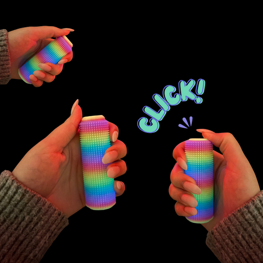 Spin Click multi-sensory design delivers tactile spikie pressure, a spinning component, and audible feedback all in one, for pain stim, autism, anxiety, & more, glow in the dark fidget