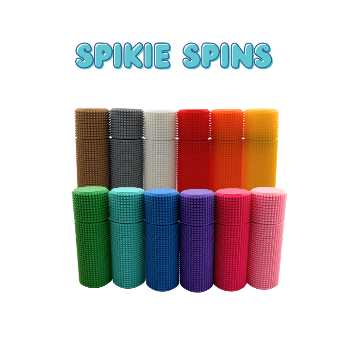 Little Ouchies Spikie Spin, Little Ouchies Spikie Spins designed for pain stims, Little Ouchies Spins for anxiety and stress, Little Ouchies for sensory regulation, Little Ouchies for self-soothing, pain stim fidgets, autism fidgets for adults, discrete fidget toys, fidget tools, pain stim tools, anxiety fidget, anxiety toy, keychain-friendly fidget, multi-sensory fidget,  fidget, squeeze fidget, spin fidget, fidget spinner 