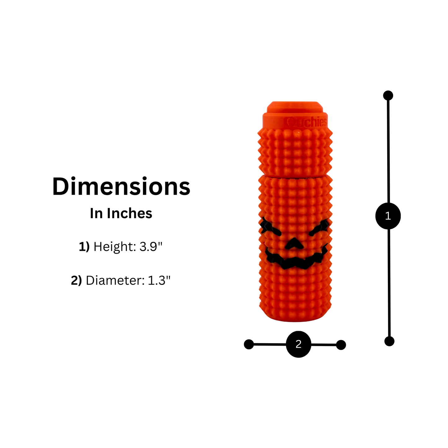 Spooky Season Orbit Spin Click size guide, 3.9 inches tall and 1.3 inches in diameter