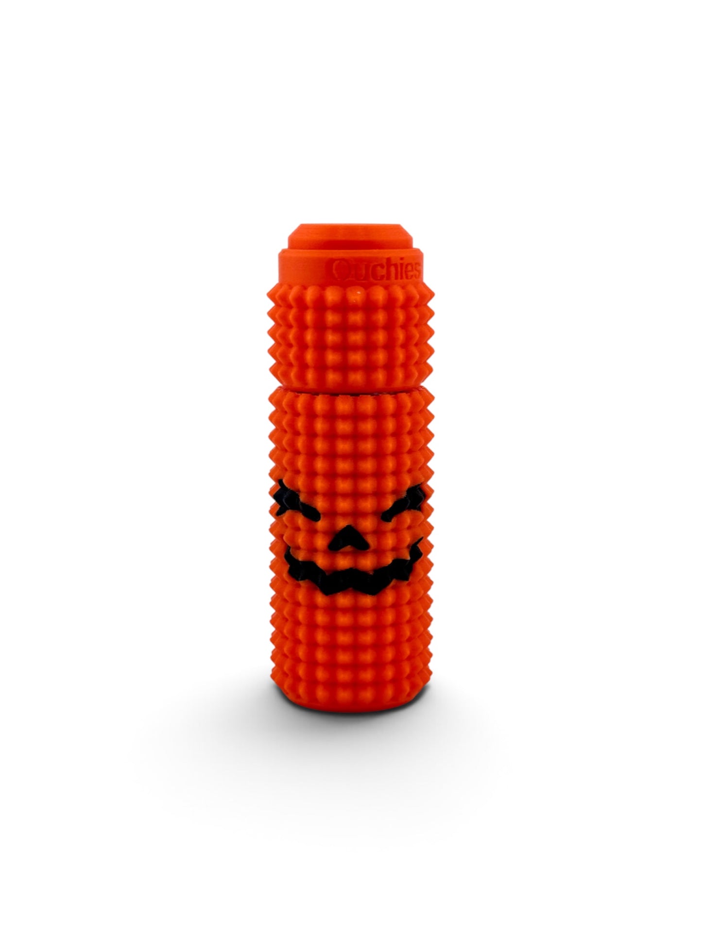 Jack-O'-Lantern Orbit Spin Click, a carved pumpkin face in black on bright orange